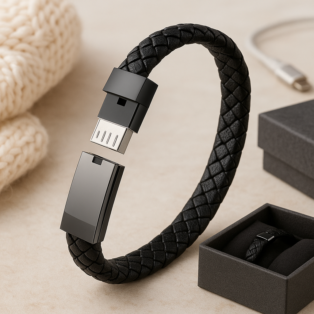 USB Bracelet Charger wearable Leather 