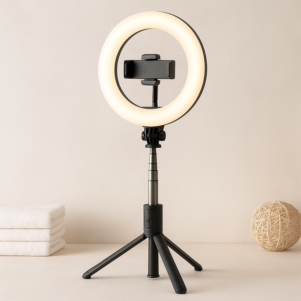 Portable 4-in-1 Selfie Stick with Tripod &amp; LED 