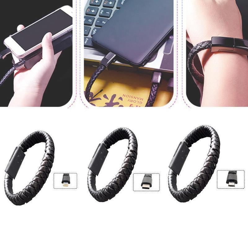 USB Bracelet Charger wearable Leather 