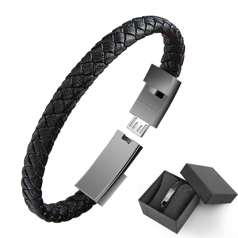 USB Bracelet Charger wearable Leather 