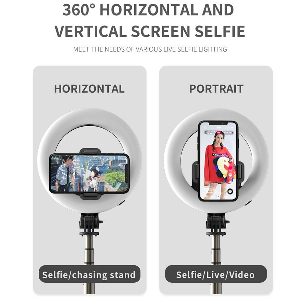 Portable 4-in-1 Selfie Stick with Tripod &amp; LED 